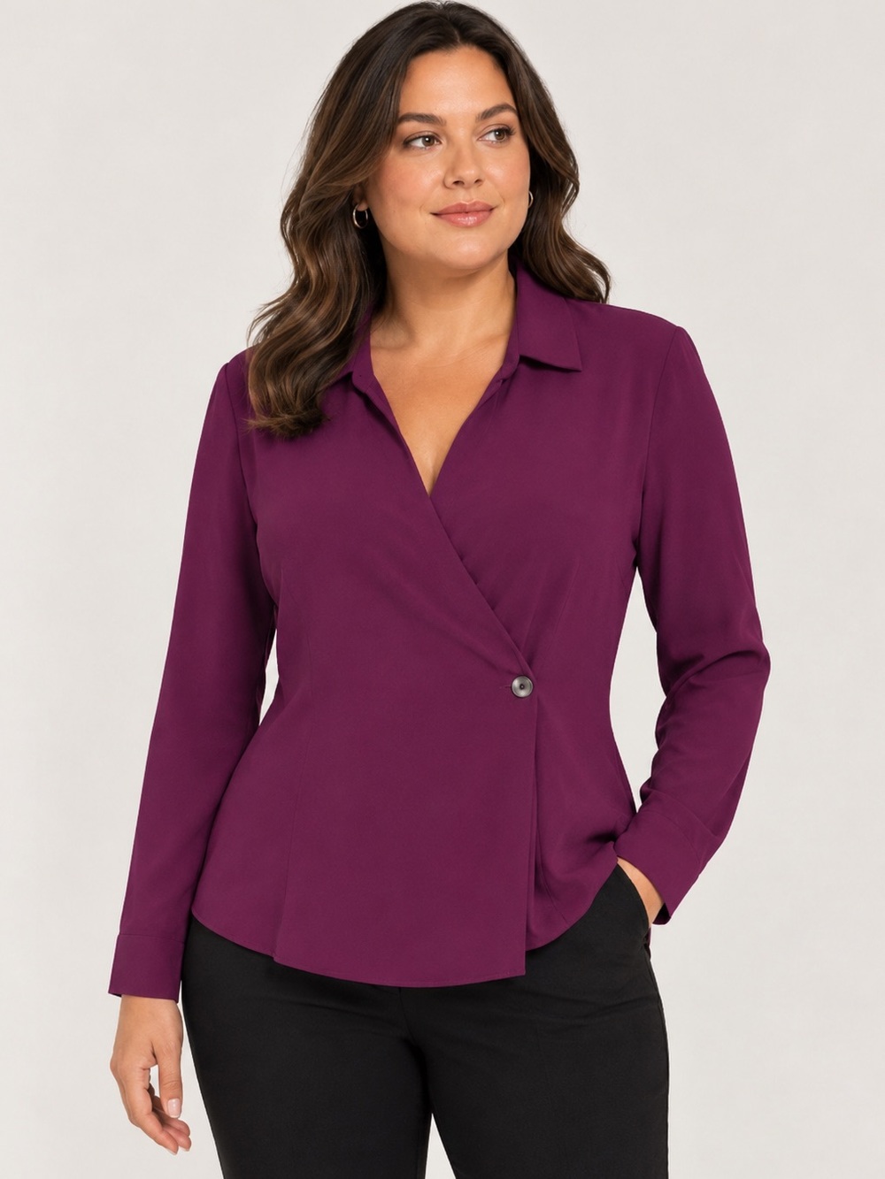 J JILL Wearever Violet Blazer XL Tall One Button Long Sleeve Lightweight Jacket